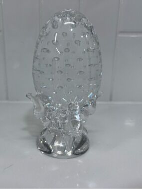 Vintage Steuben Crystal Glass Art Figurine Controlled Bubble Egg #8131